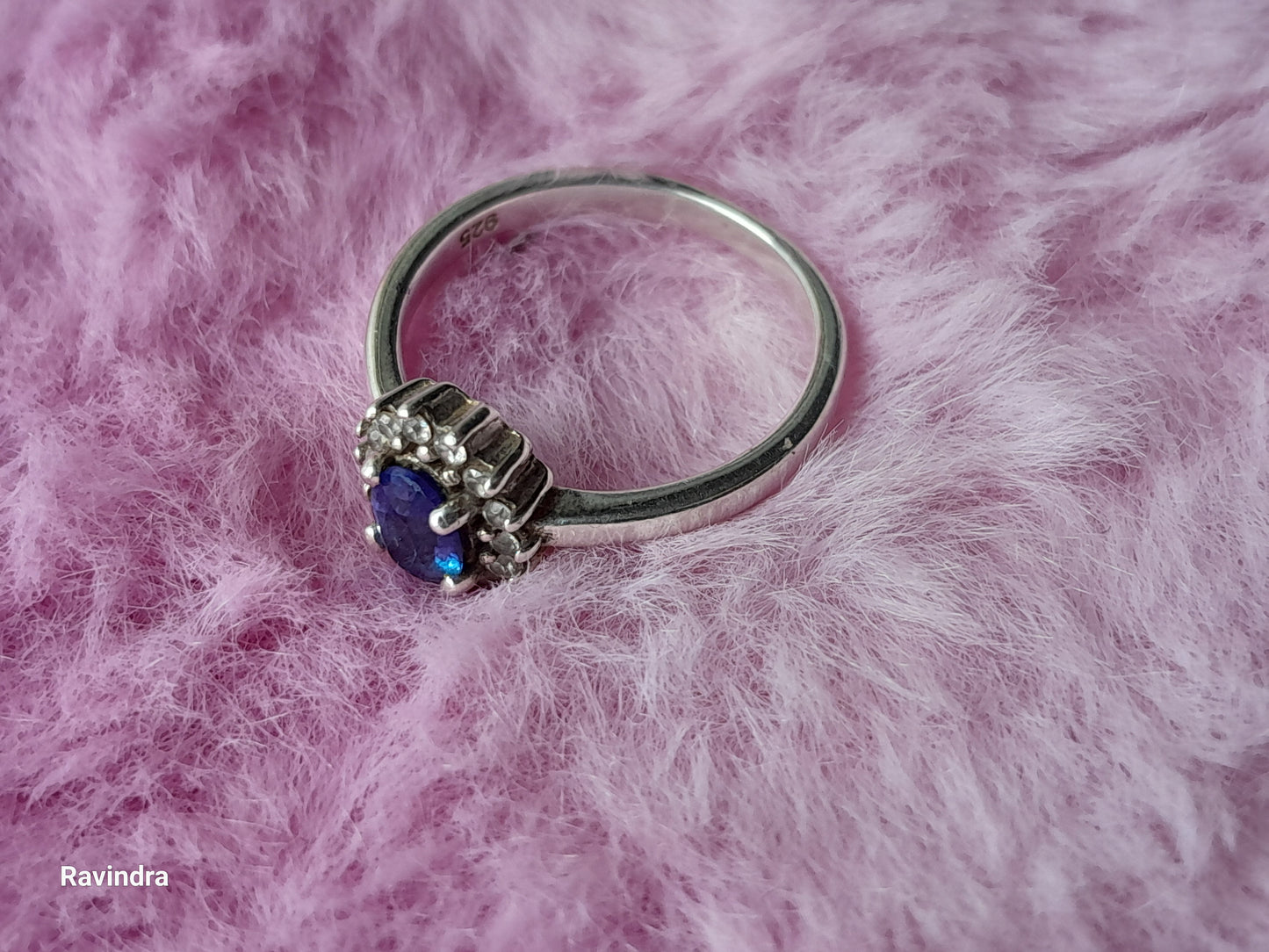 Natural Ceylon Blue Sapphire 925 Silver ladies' Ring (Certified)