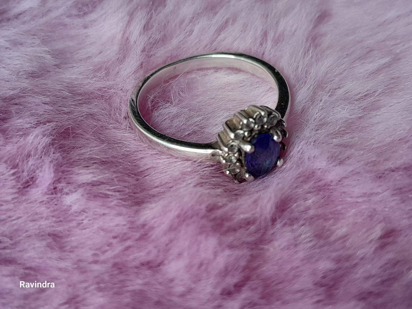 Natural Ceylon Blue Sapphire 925 Silver ladies' Ring (Certified)