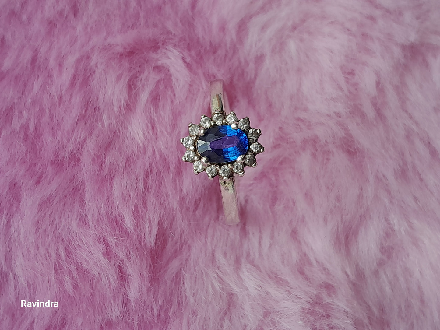Natural Ceylon Blue Sapphire 925 Silver ladies' Ring (Certified)