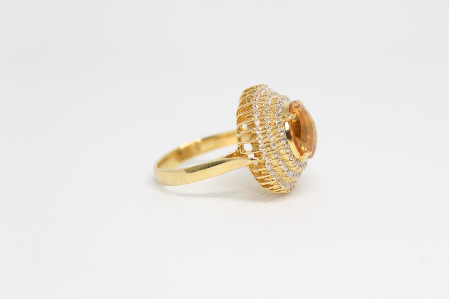 925 Sterling Silver Ring (Gold Plated) with a Natural Citrine Stone