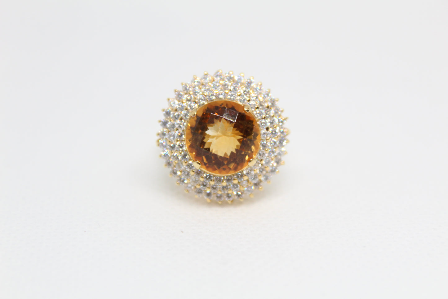 925 Sterling Silver Ring (Gold Plated) with a Natural Citrine Stone