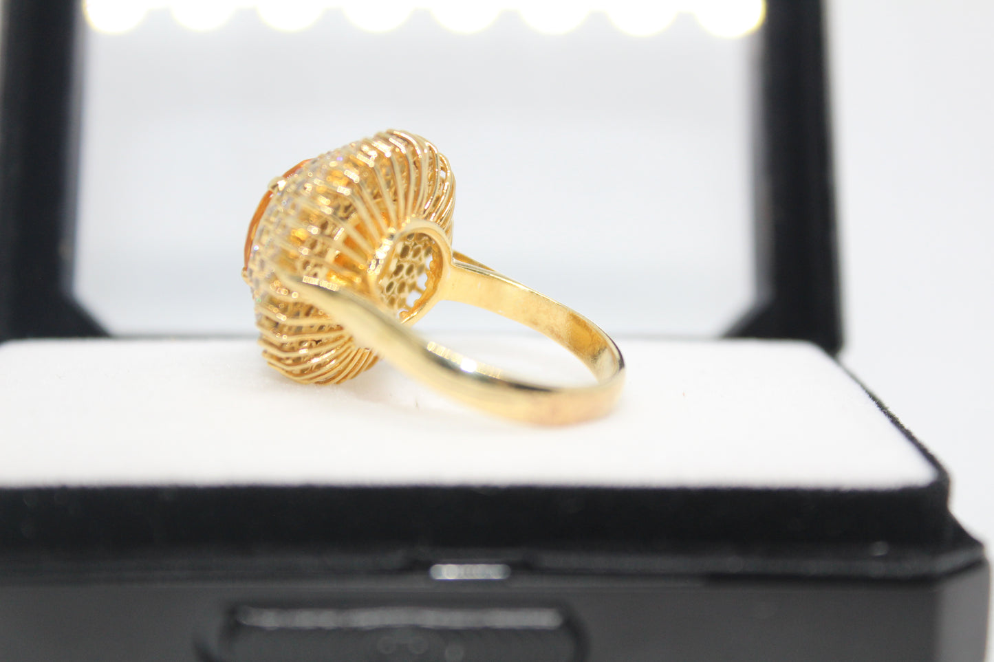 925 Sterling Silver Ring (Gold Plated) with a Natural Citrine Stone