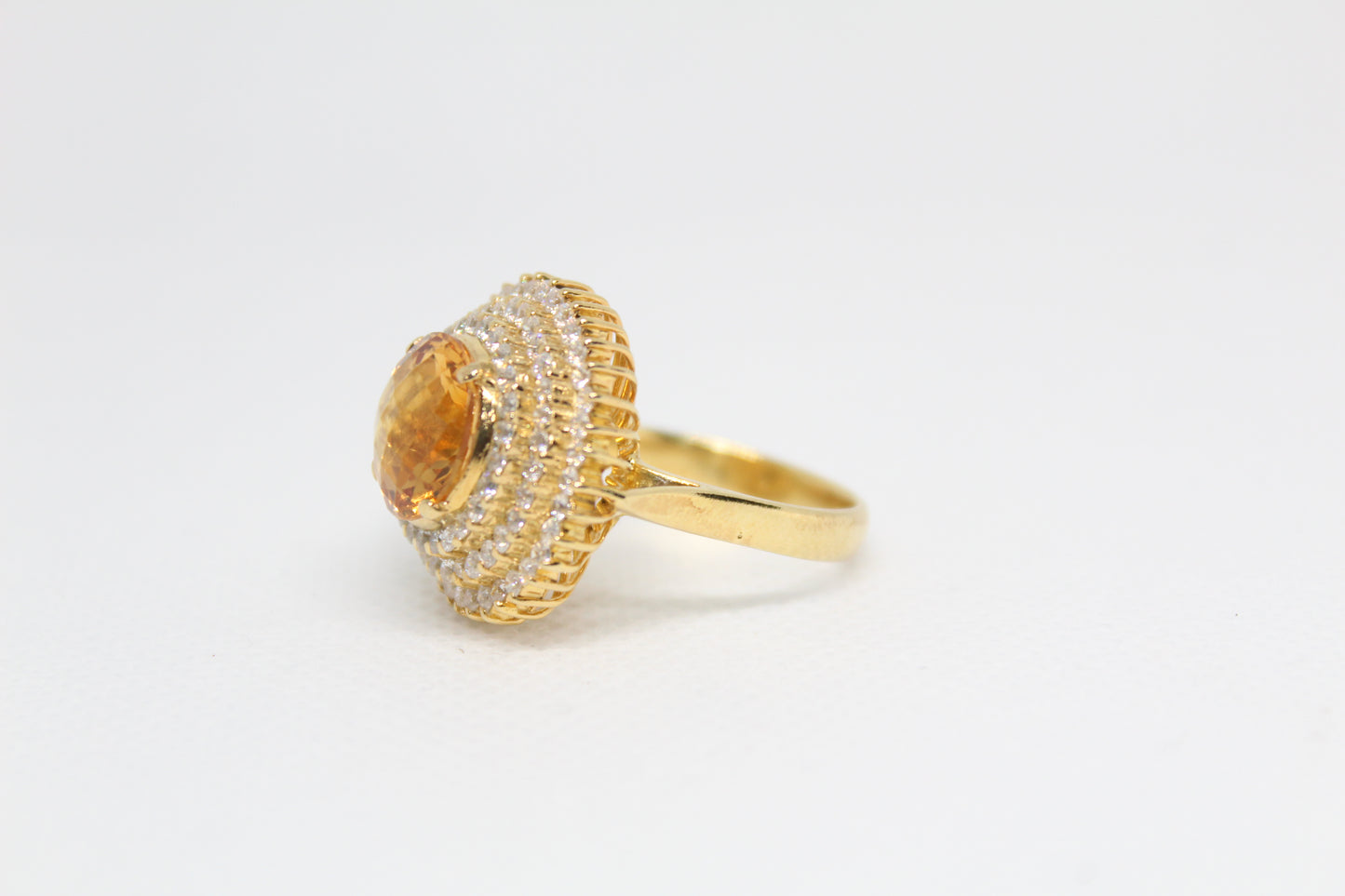 925 Sterling Silver Ring (Gold Plated) with a Natural Citrine Stone