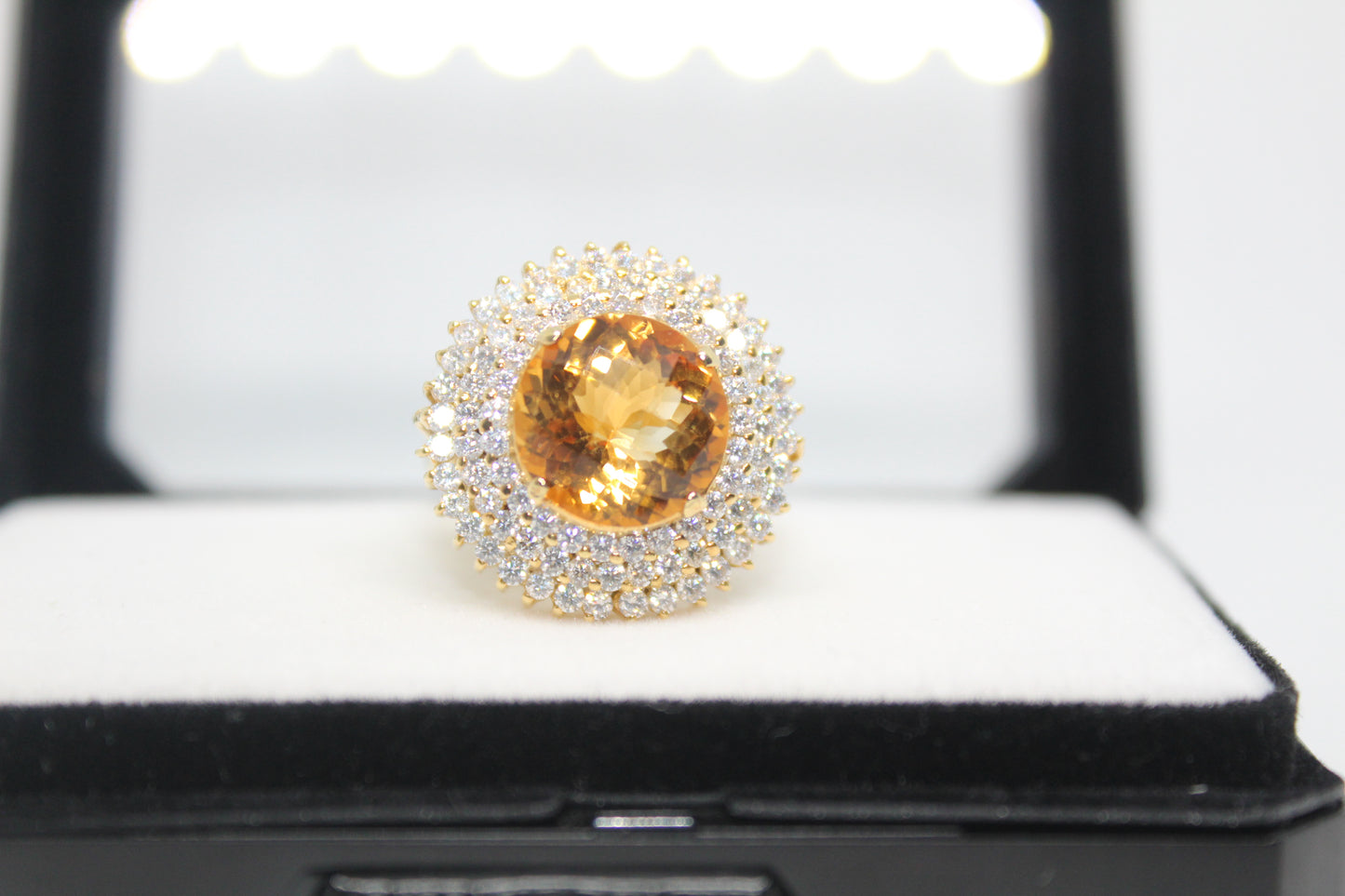 925 Sterling Silver Ring (Gold Plated) with a Natural Citrine Stone