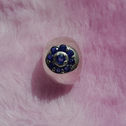 Natural Ceylon Blue Sapphire stone mounted Sterling Silver Men's Ring (Certified)