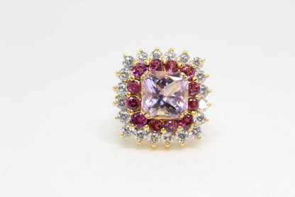 Sterling Silver (Gold Plated) Jewellery set with natural amethyst and surrounded by dazzling garnets