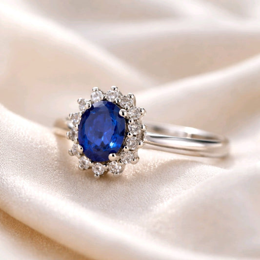 Natural Ceylon Blue Sapphire 925 Silver ladies' Ring (Certified)