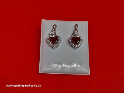 Silver Earrings,Sterling Silver Earrings, Diamond Stud Earrings, Heart Cubic Zirconia Earrings |Halo Earrings Jewellery for Brides Bridesmaids