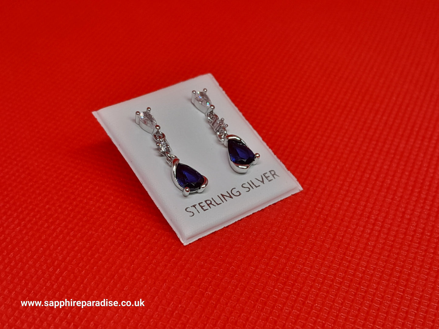 Deep Blue Sapphire Earrings Blue crystal earrings Sterling silver, Teardrop Dangle Stud Earrings vintage inspired jewellery