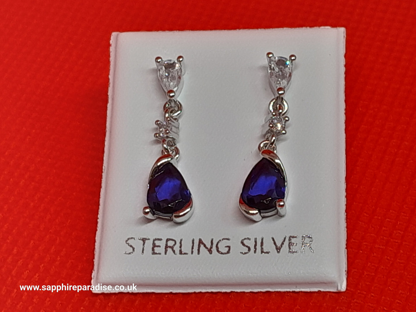 Deep Blue Sapphire Earrings Blue crystal earrings Sterling silver, Teardrop Dangle Stud Earrings vintage inspired jewellery