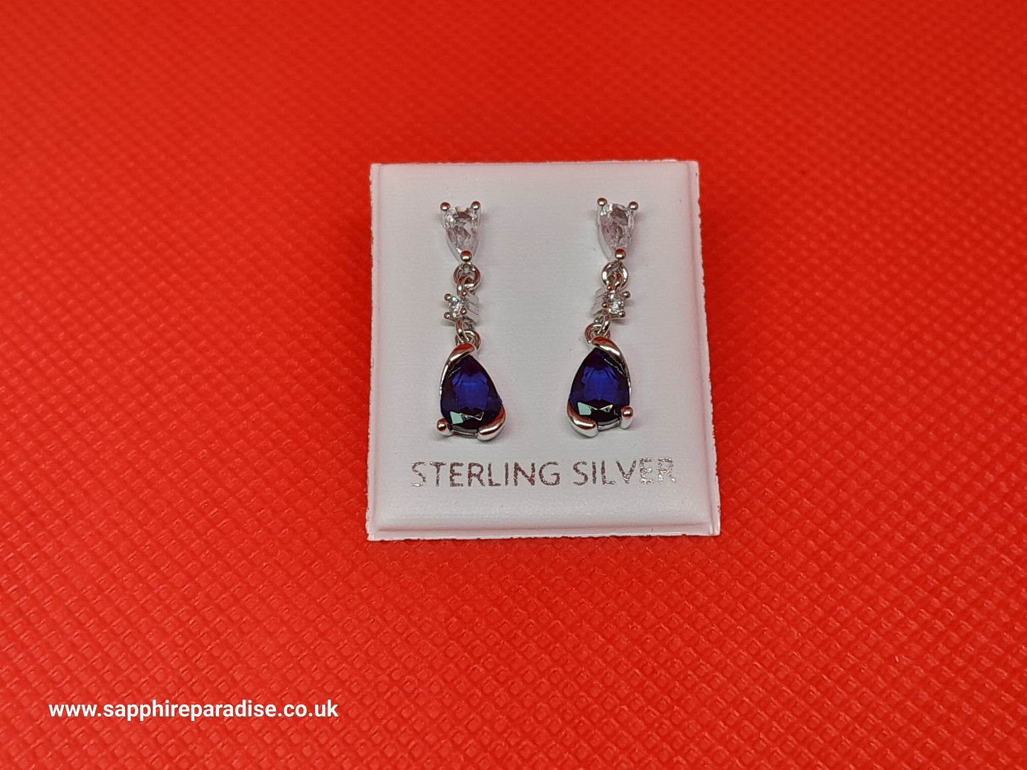 Deep Blue Sapphire Earrings Blue crystal earrings Sterling silver, Teardrop Dangle Stud Earrings vintage inspired jewellery