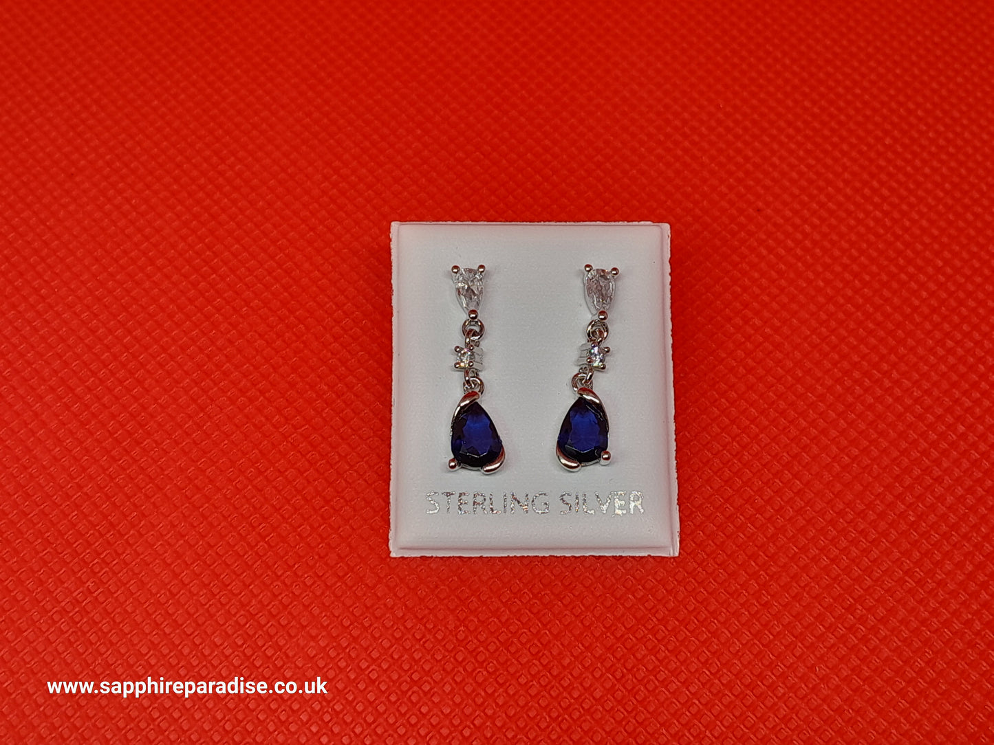 Deep Blue Sapphire Earrings Blue crystal earrings Sterling silver, Teardrop Dangle Stud Earrings vintage inspired jewellery