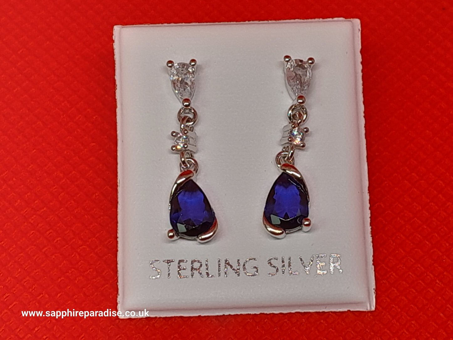 Deep Blue Sapphire Earrings Blue crystal earrings Sterling silver, Teardrop Dangle Stud Earrings vintage inspired jewellery