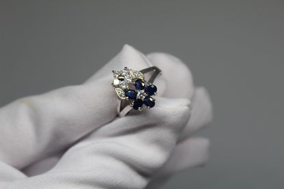 925 Sterling Silver Ring with  Natural Ceylon Blue Sapphires