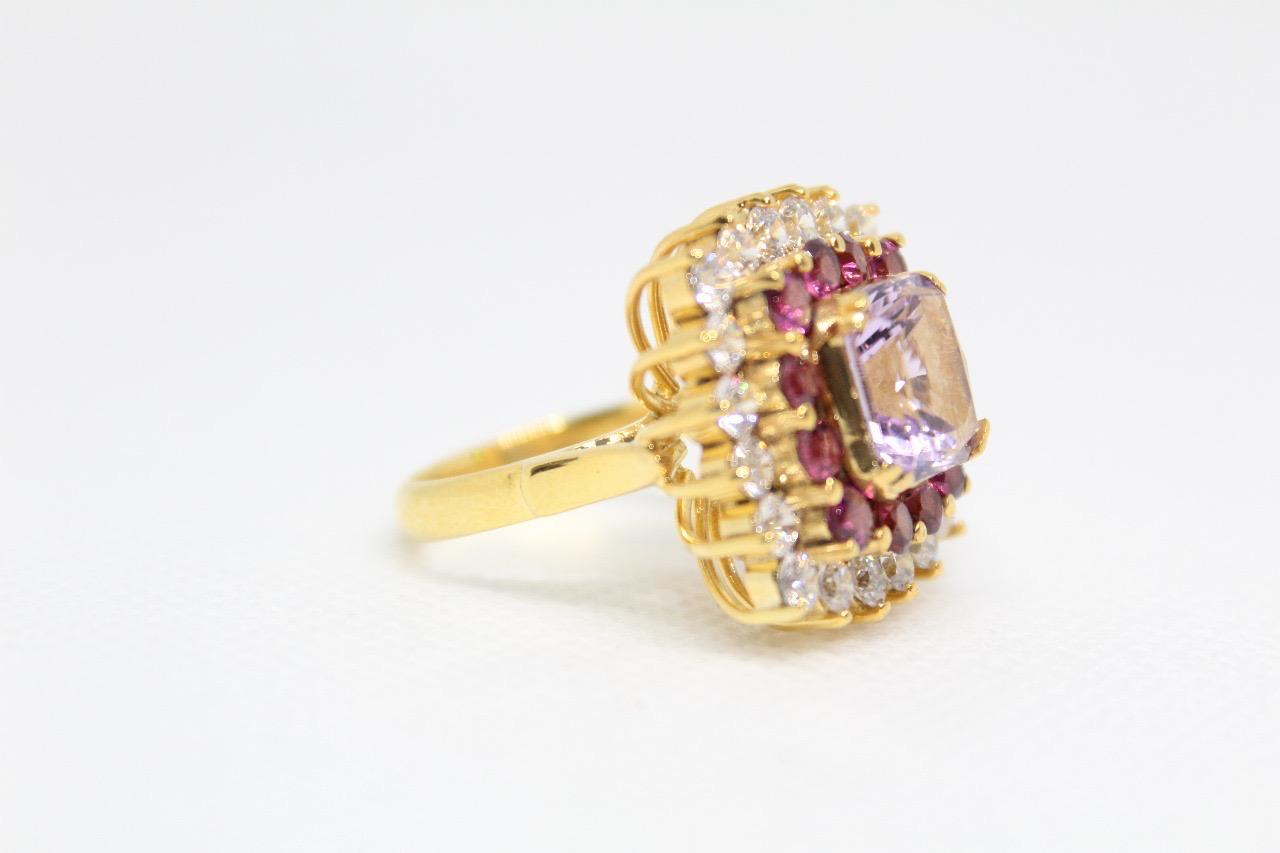 Sterling Silver (Gold Plated) Jewellery set with natural amethyst and surrounded by dazzling garnets