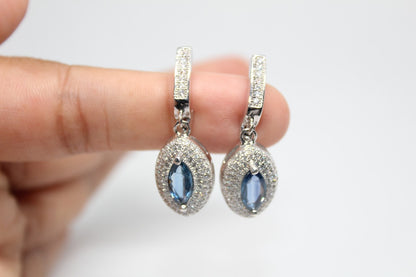 Sterling Silver Jewellery set with Natural Ceylon Blue Sapphires (1-Carat each)