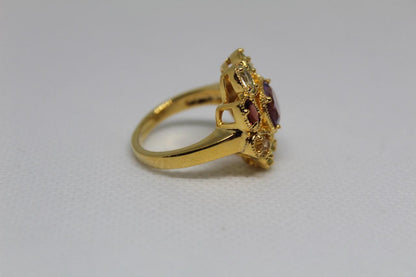 Sterling Silver Ring (Gold Plated) with multiple semi-precious stones