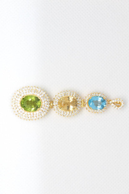 Sterling Silver Pendant with Peridot, Citrin, and Blue Topaz