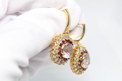 Sterling Silver (Gold Plated) Jewellery set with natural amethyst and surrounded by dazzling garnets