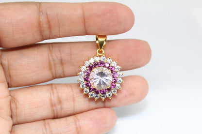 Sterling Silver (Gold Plated) Jewellery set with natural amethyst and surrounded by dazzling garnets