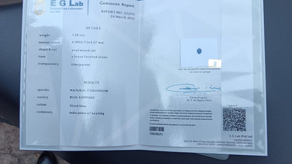Natural Ceylon Blue Sapphire (Heated) - 1.58 Carats (Certified)