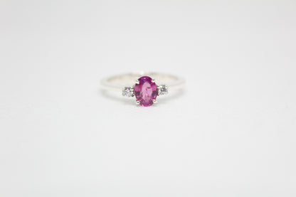 925 Sterling Silver Engagement Ring with a Natural Ceylon Pink Sapphire
