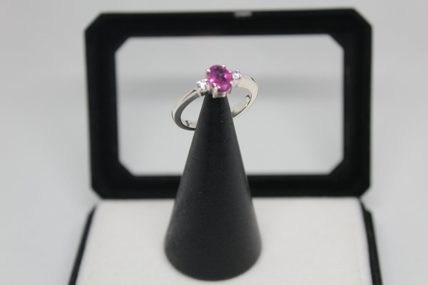 925 Sterling Silver Engagement Ring with a Natural Ceylon Pink Sapphire