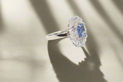 925 Sterling Silver with a 3.08 Carat Natural Ceylon Blue sapphire
