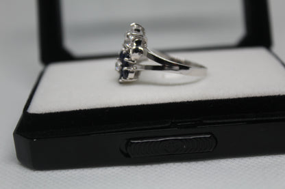 925 Sterling Silver Ring with  Natural Ceylon Blue Sapphires