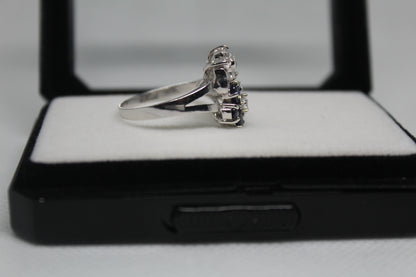 925 Sterling Silver Ring with  Natural Ceylon Blue Sapphires