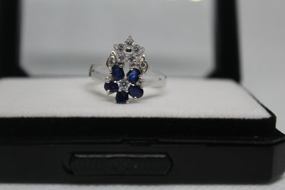 925 Sterling Silver Ring with  Natural Ceylon Blue Sapphires