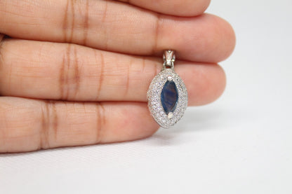 Sterling Silver Jewellery set with Natural Ceylon Blue Sapphires (1-Carat each)