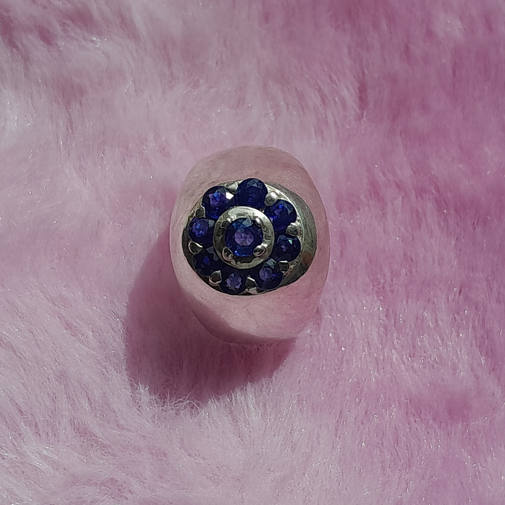 Natural Ceylon Blue Sapphire stone mounted Sterling Silver Men's Ring (Certified)