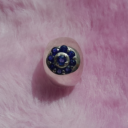 Natural Ceylon Blue Sapphire stone mounted Sterling Silver Men's Ring (Certified)