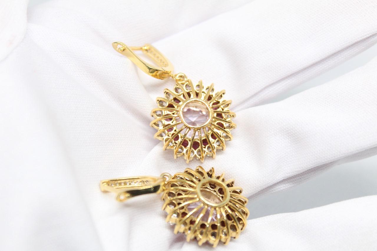 Sterling Silver (Gold Plated) Jewellery set with natural amethyst and surrounded by dazzling garnets