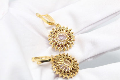 Sterling Silver (Gold Plated) Jewellery set with natural amethyst and surrounded by dazzling garnets