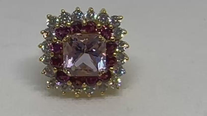 Sterling Silver (Gold Plated) Jewellery set with natural amethyst and surrounded by dazzling garnets
