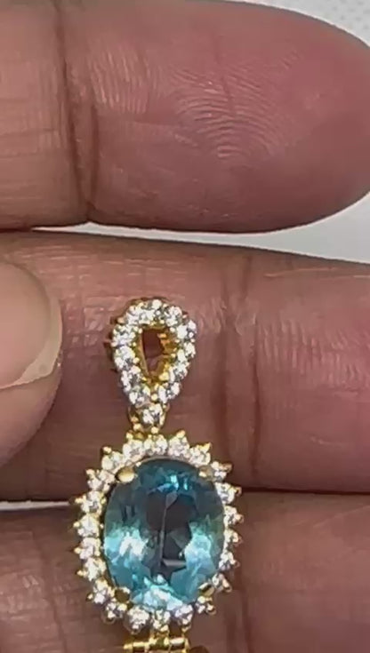Sterling Silver Pendant with Peridot, Citrin, and Blue Topaz